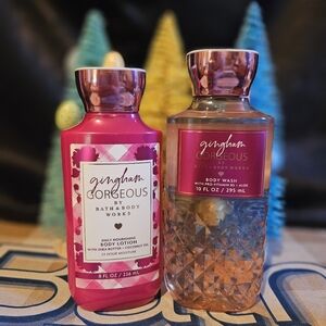 NWT Bath and Body Works Gingham Gorgeous Bodycare Set - Pink and White